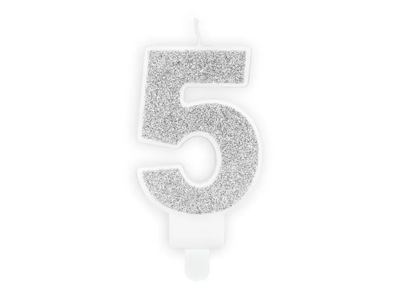 Vela Aniversário 7cm Prateado Glitter nº5