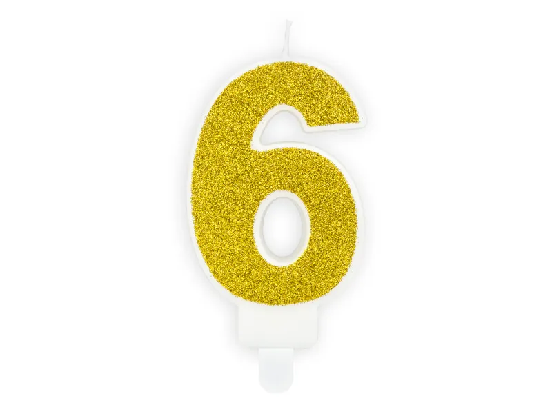 Vela Aniversário 7cm Dourado Glitter nº6