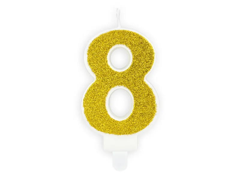 Vela Aniversário 7cm Dourado Glitter nº8