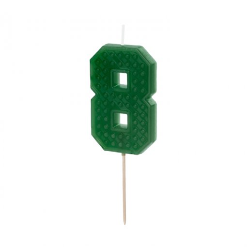 Vela de Aniversário 6cm Building Blocks nº8 Verde