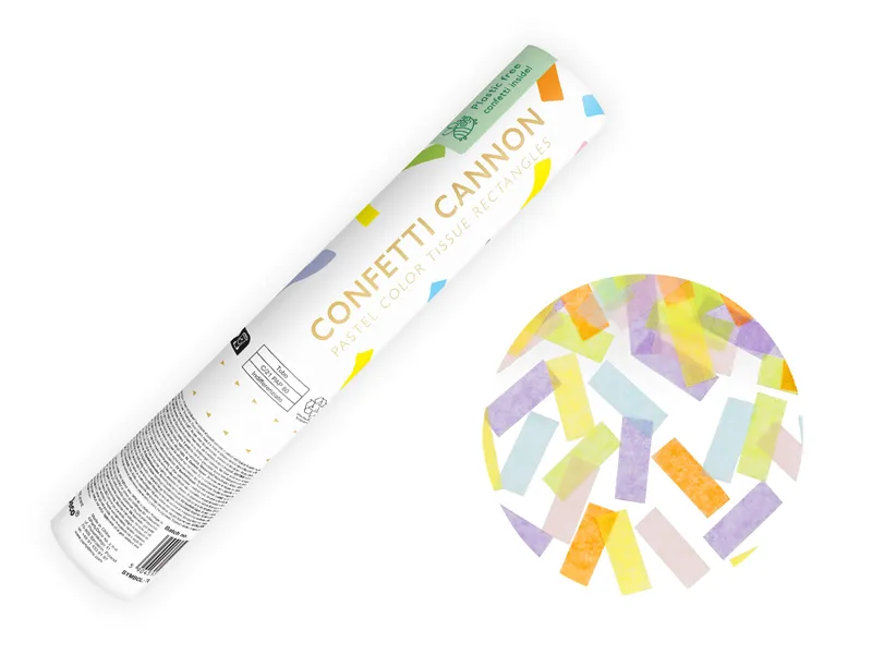Canhão de confettis 20cm Pastel