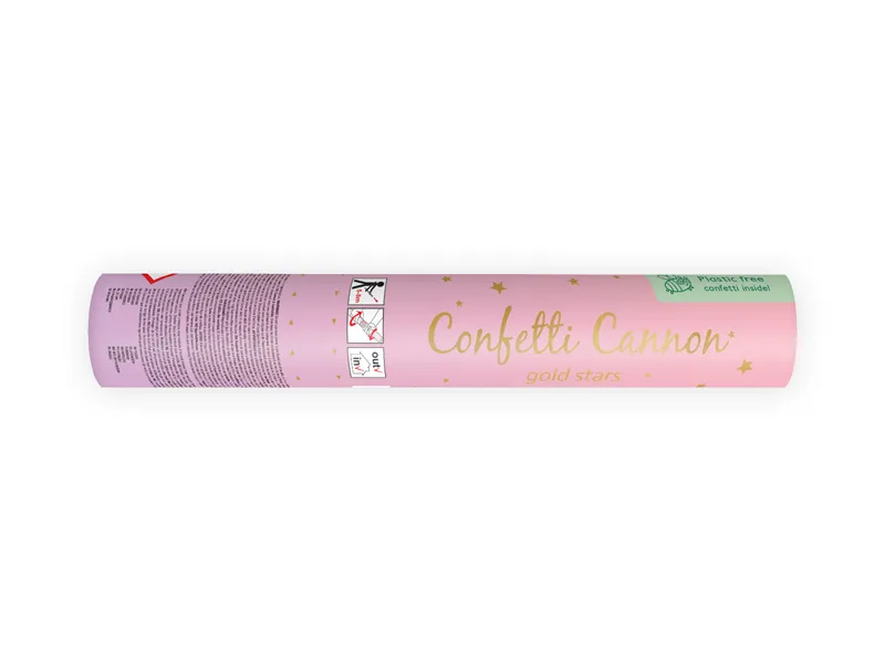 Canhão de confettis 20cm Estrelas Douradas