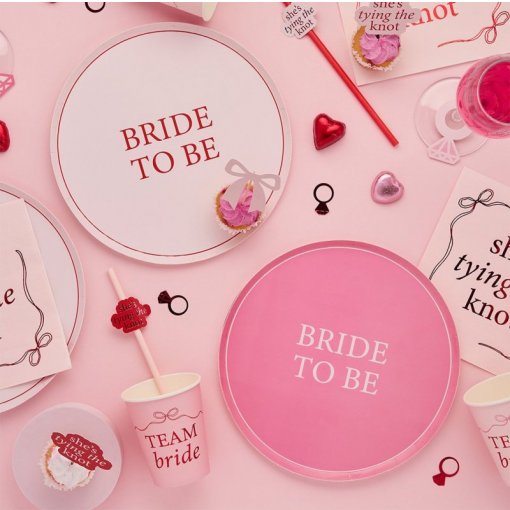 8 Pratos 'Bride to Be' Rosa