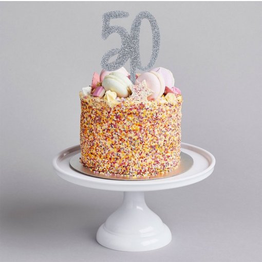 Topo de Bolo Acrílico Prateado nº50