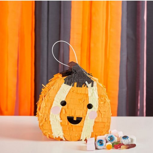 Mini Pinhata 3D 21,5x20cm Abóbora com Autocolantes - Halloween