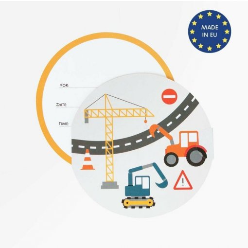 8 Convites 12cm Construção