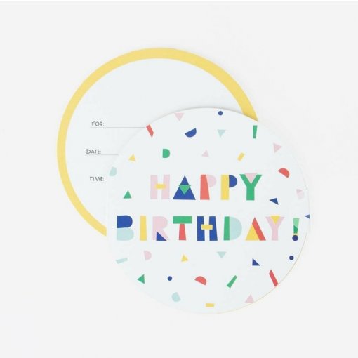 8 Convites 12cm Happy Birthday