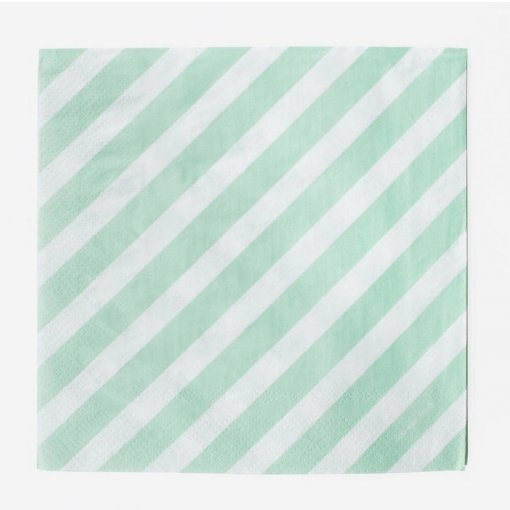 20 Guardanapos 33cm Riscas Aqua