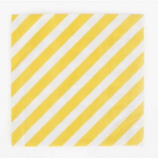 20 Guardanapos 33cm Riscas Amarelo