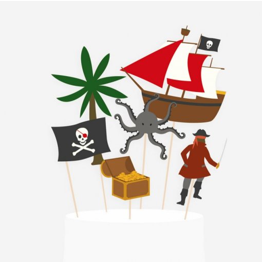6 Topos de Bolo 22x27cm Piratas