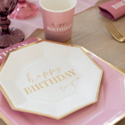 Happy Birthday To You - Rosa, Azul & Branco